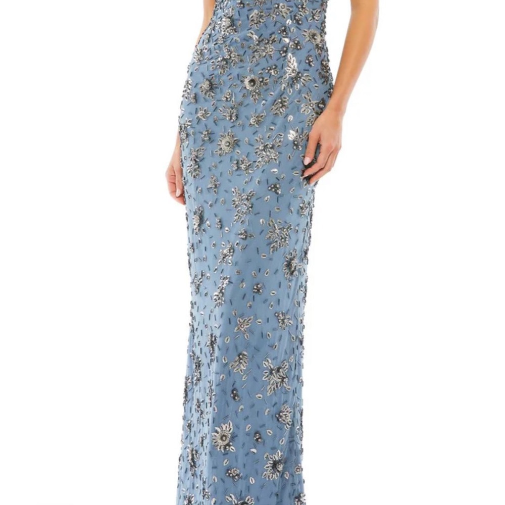 Mac Duggal Blue Sequin Strapless Gown #5477